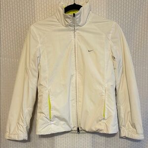 #859 Nike White Puffer Jacket with Lime Accents